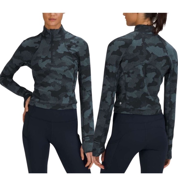 Lululemon Heritage Speckle Camo Cropped Half-Zip with Reflect - Size 4 - Picture 1 of 13